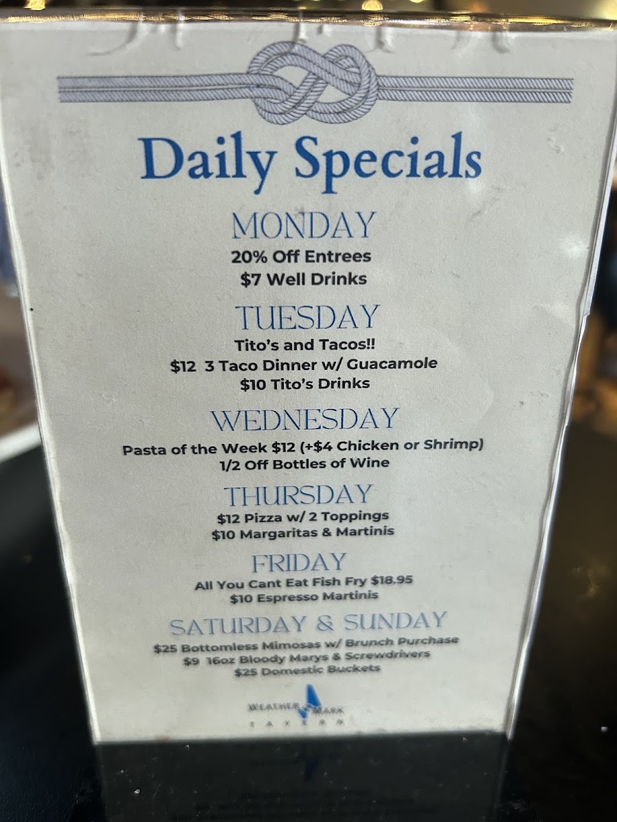 Weather Mark Tavern Menu - Image 1